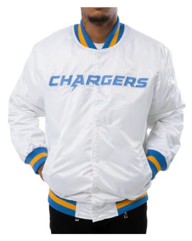 Starter Chargers Light White Bomber Jacket Starter Chargers Light White Bomber Jacket