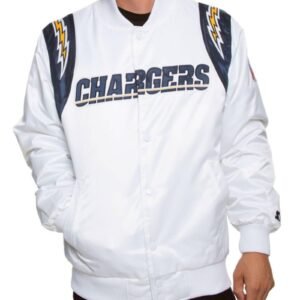 Mens Chargers White Satin Jacket