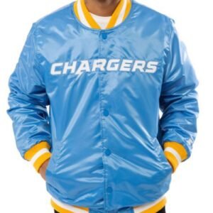 Starter Chargers Light Blue Bomber Jacket