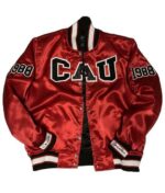 Mens Clark Atlanta University Burgundy Satin Jacket