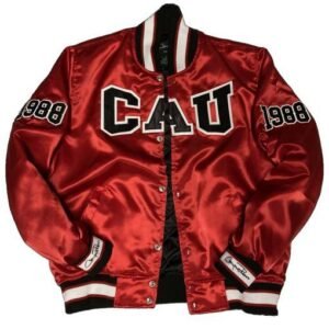 Mens Clark Atlanta University Burgundy Satin Jacket