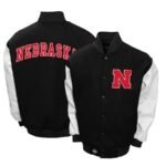 Men's Franchise Club Black Nebraska Huskers Varsity Jacket