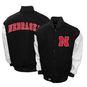 Men's Franchise Club Black Nebraska Huskers Varsity Jacket