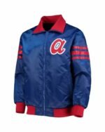 MLB Atlanta Braves Captain II Royal Zip Satin Jacket MLB Atlanta Braves Captain II Royal Zip Satin Jacket
