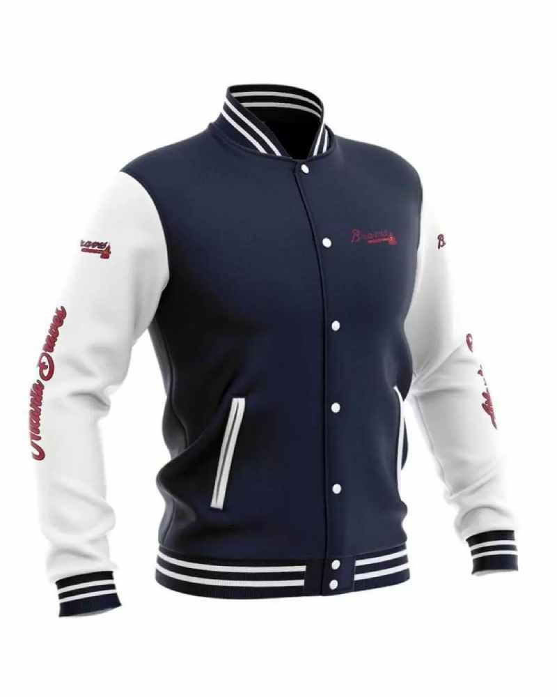 MLB Atlanta Braves Navy Baseball Varsity Jacket MLB Atlanta Braves Navy Baseball Varsity Jacket