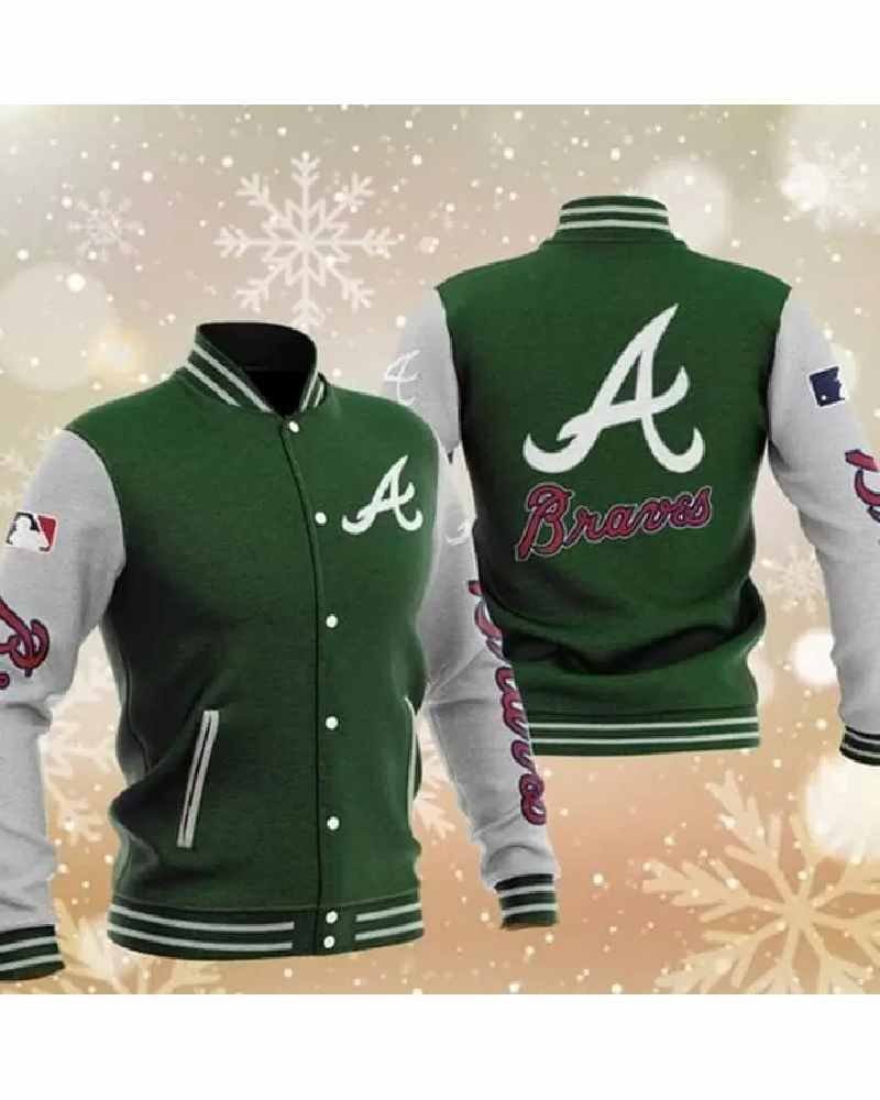 MLB Green Atlanta Braves Baseball Varsity Jacket MLB Green Atlanta Braves Baseball Varsity Jacket