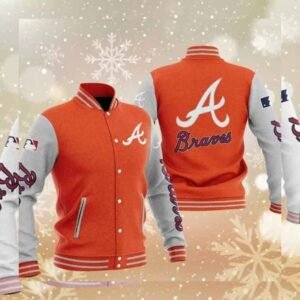 MLB Orange Atlanta Braves Baseball Varsity Jacket