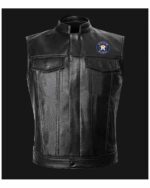 MLB Team Houston Astros Black Leather Vest
