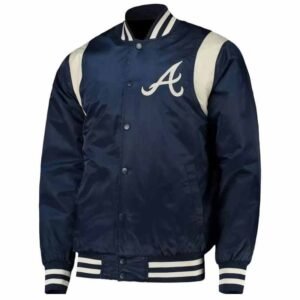 Navy Cream Atlanta Braves MLB Satin Jacket
