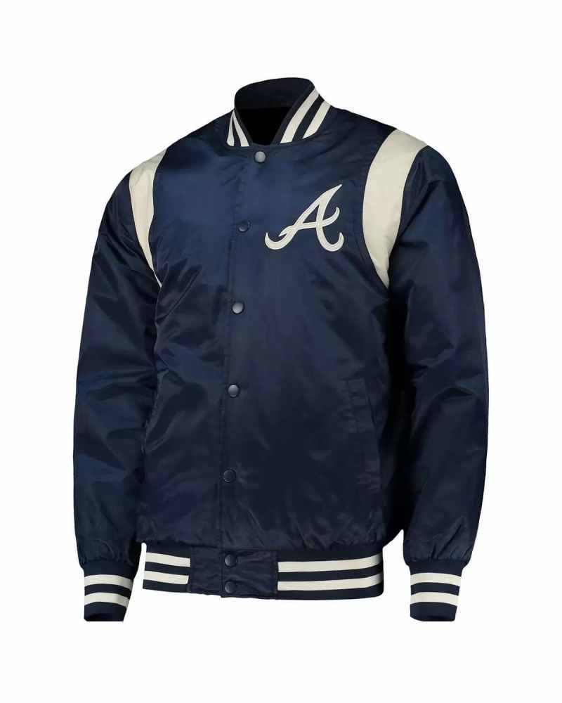 Navy Cream Atlanta Braves MLB Satin Jacket Navy Cream Atlanta Braves MLB Satin Jacket