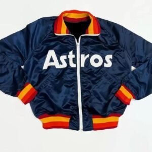 Navy Houston Astros Bomber Satin Full Zip Jacket