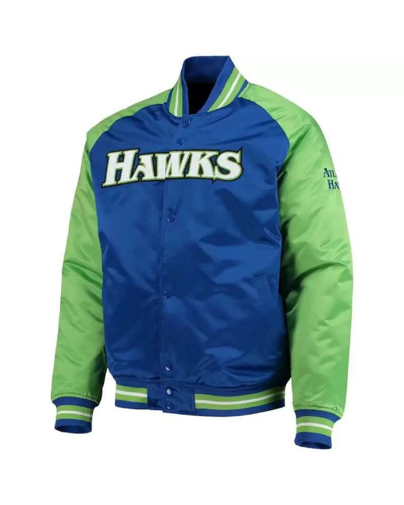 NBA Atlanta Hawks Blue And Green Satin Jacket NBA Atlanta Hawks Blue And Green Satin Jacket