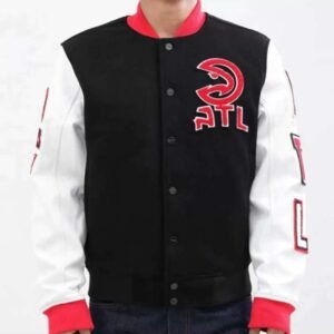 NBA Atlanta Hawks Black And White Varsity Jacket