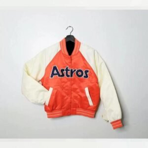 Orange Houston Astros Rhinestone Bomber Satin Jacket