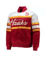 Red Atlanta Hawks Hardwood Classics Script Satin Jacket