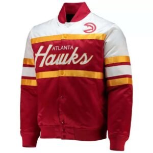 Red Atlanta Hawks Hardwood Classics Script Satin Jacket