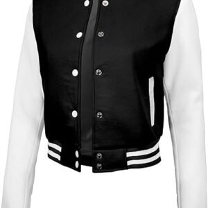 Black Crop Varsity Jacket