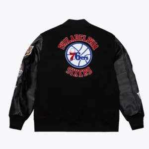 Black 76ers varsity jacket