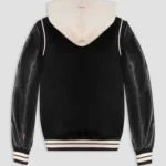 Black Hooded Varsity Jacket Mens
