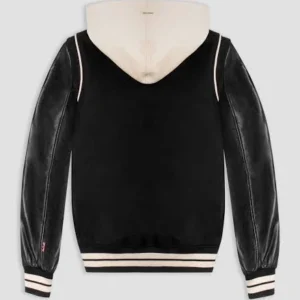 Black Hooded Varsity Jacket Mens