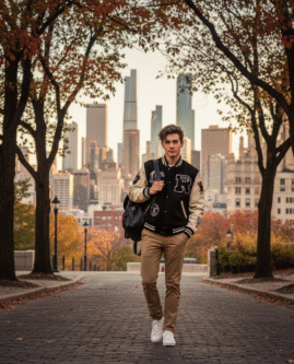 varsity jacket celebrity fashion