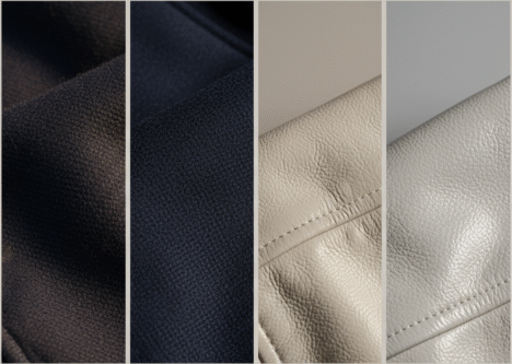 Close-up of an authentic wool and leather varsity jacket