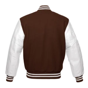 Back Brown and White Varsity Jacket