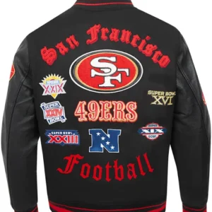 Black 49ers Varsity Jacket Mens