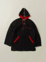 Black Hooded Varsity Jacket Womens