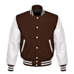 Brown and White Varsity Jacket