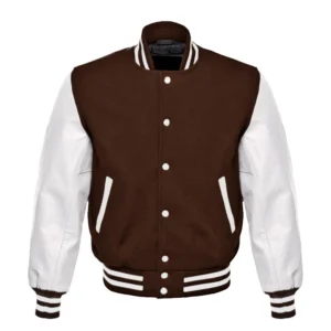 Brown and White Varsity Jacket