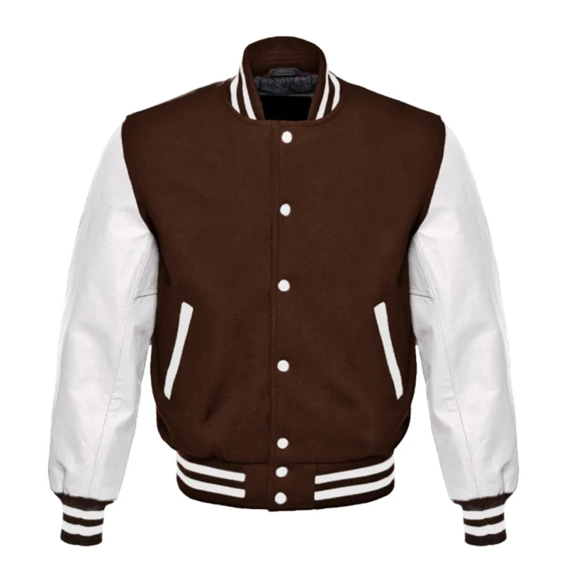 Brown and White Varsity Jacket