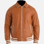 Brown Leather Varsity Jacket