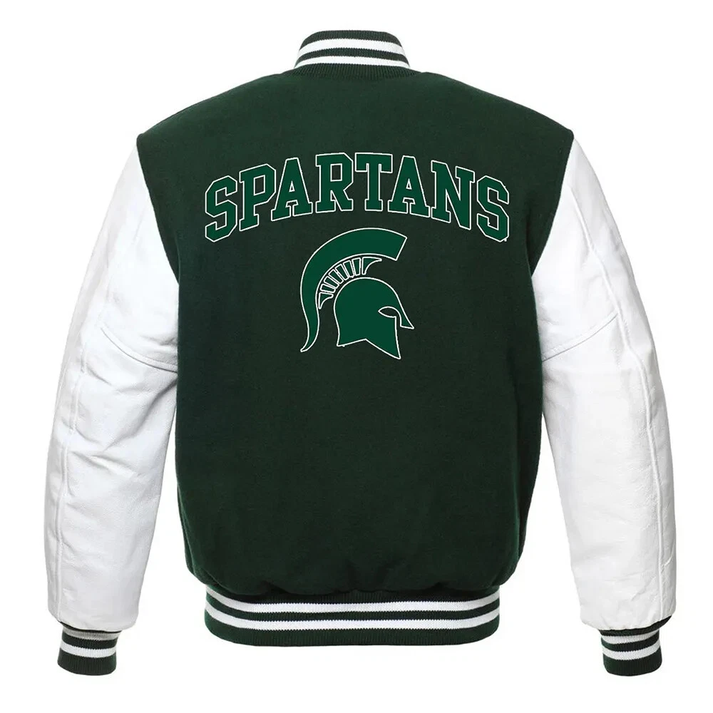 green michigan state university varsity jacket Green Michigan State University Varsity Jacket