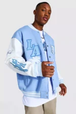 Light Blue And White Varsity Jacket