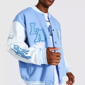 Light Blue And White Varsity Jacket