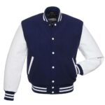 Navy Blue White Varsity Jacket
