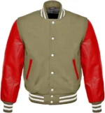 red and cream varsity jacket