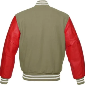 red and cream varsity jacket