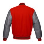 red and gray varsity jacket back