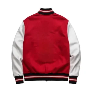 red black white varsity jacket Back