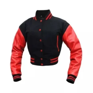 Red Womens Leather Varsity Jacket