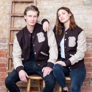 Unisex Vintage Brown Varsity Jacket