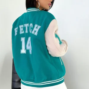 Women Teal Varsity Jacket