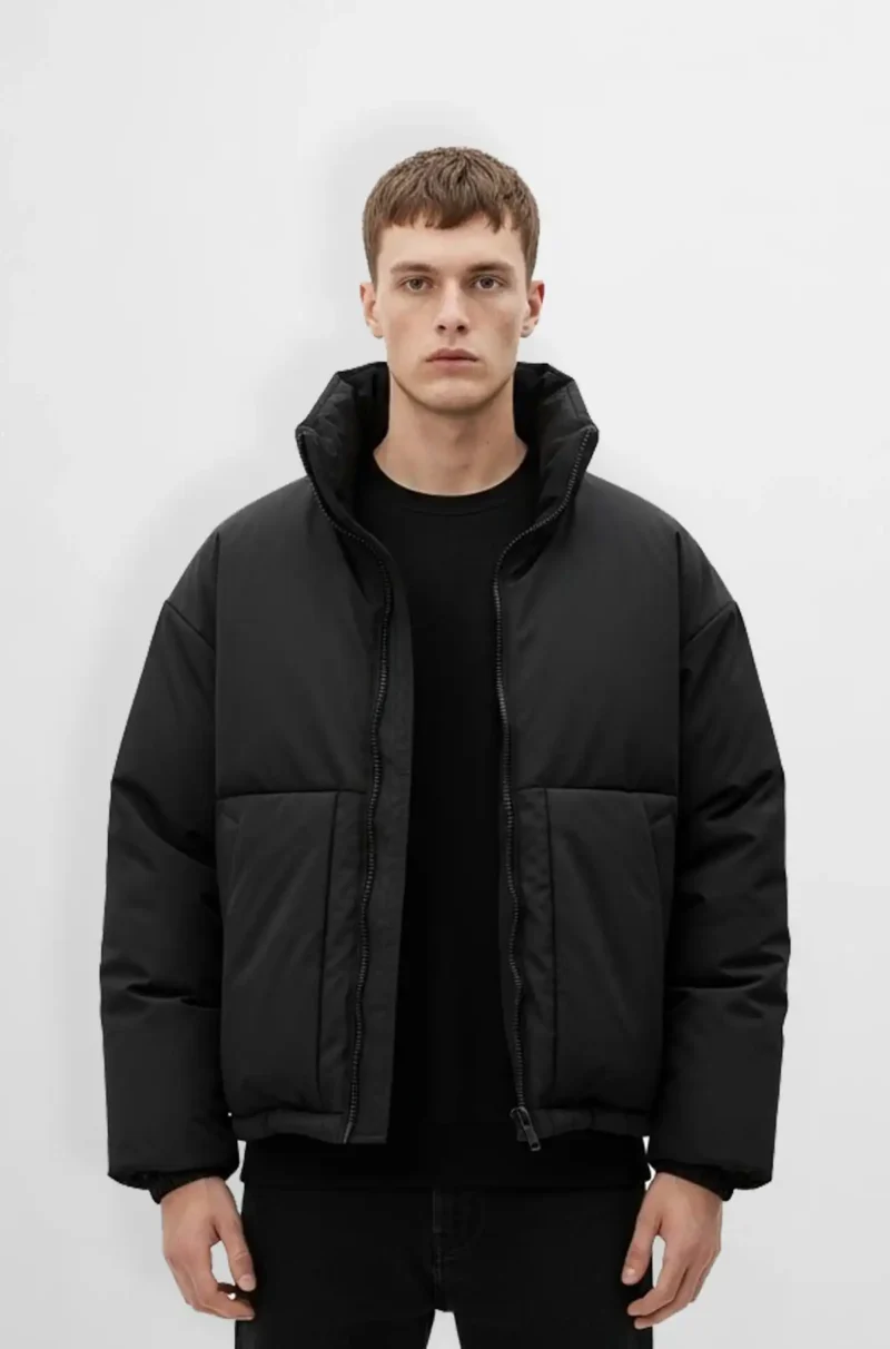 Matte Black Lightweight Puffer Jacket