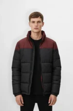 Power Warm Black and Maroon Puffer Jacket