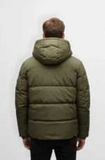 Premium Olive Green Hooded Puffer Jacket